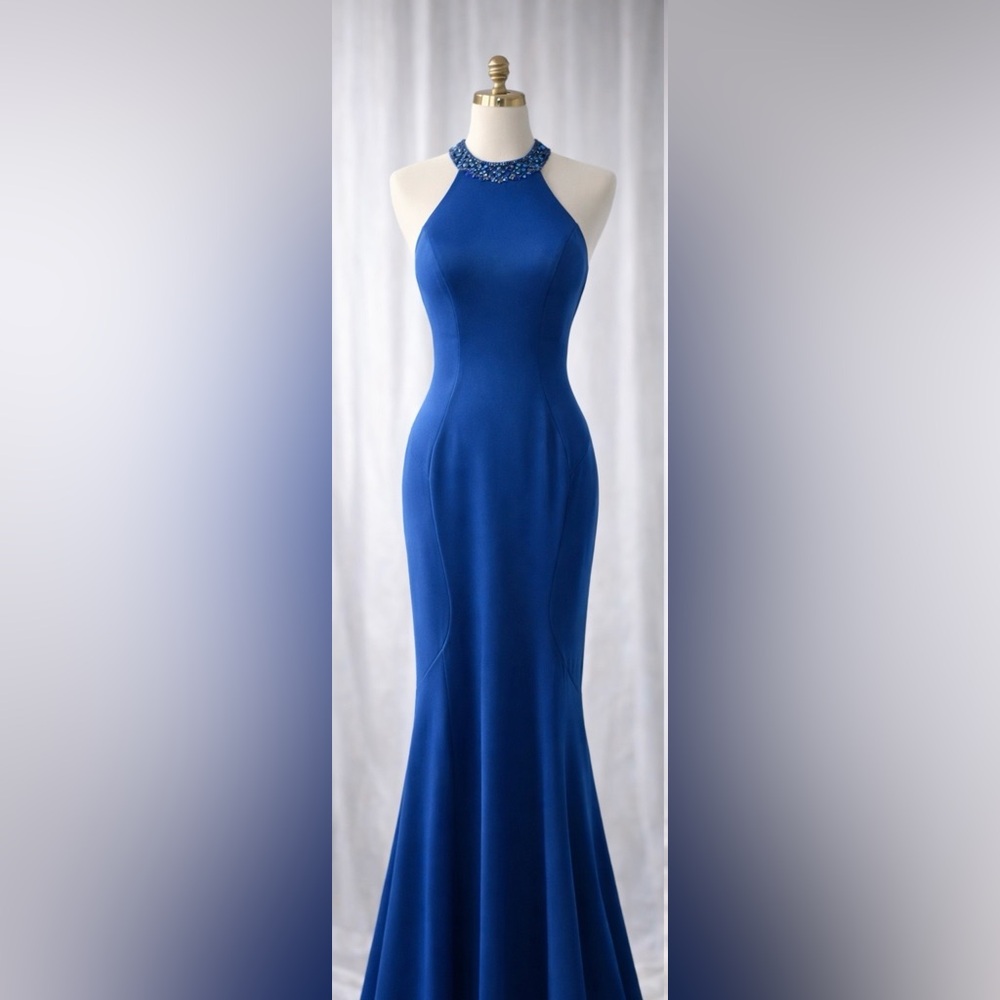 Royal Blue Beaded Prom Dress